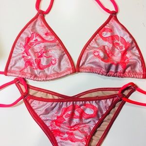 Pink Dragon Bikini Silver Print
